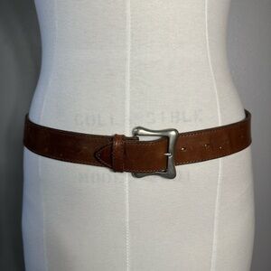 Leather Vintage Belt Size M Brown Unisex Boho Fashion Western Stitch Hippy